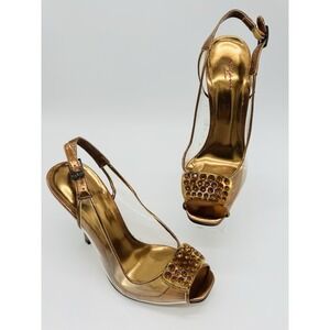 Stefani Collection Slingback Sz 7 Copper Brown Slingback Stiletto Rhinestones